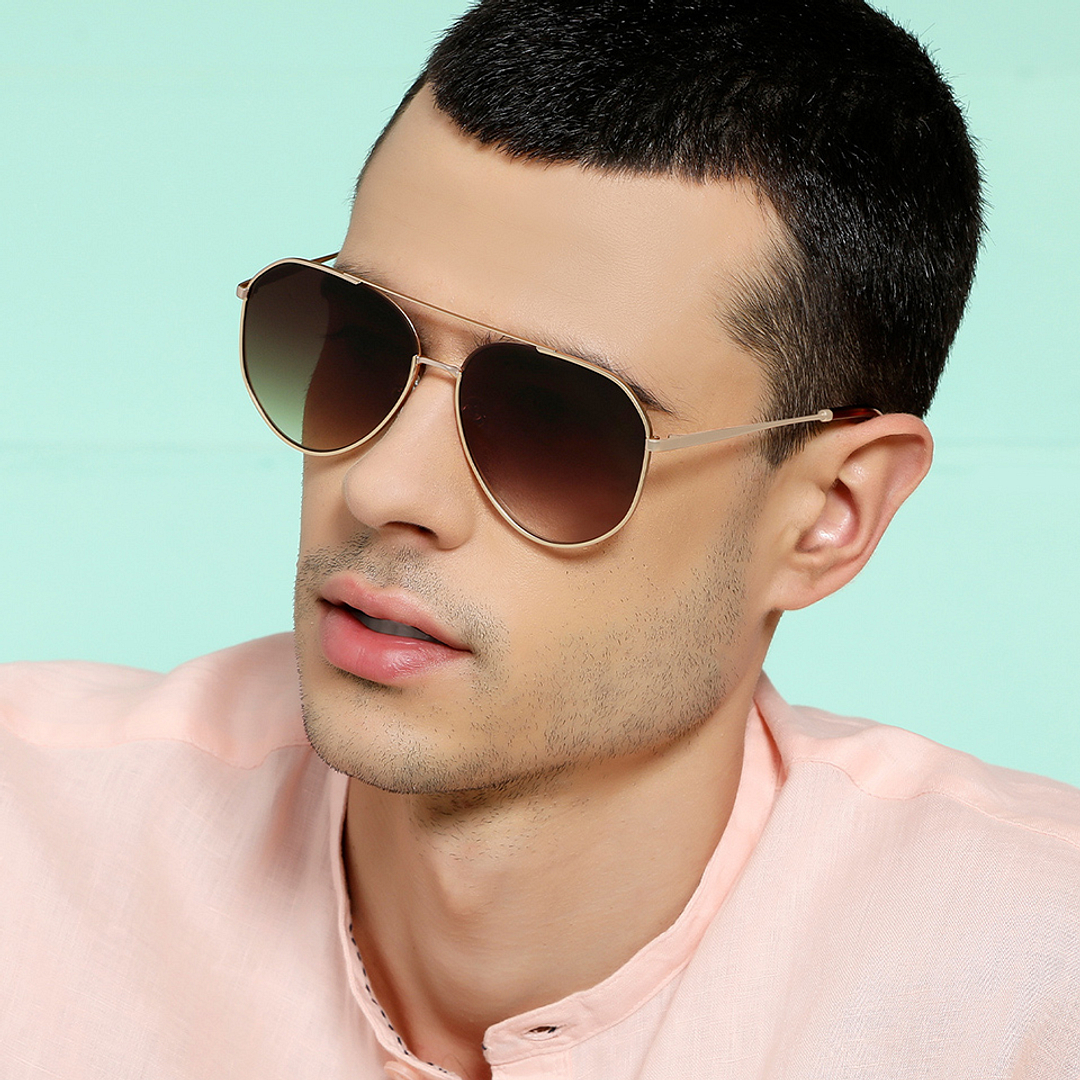 John Jacobs Online Gold Full Rim Aviator left side