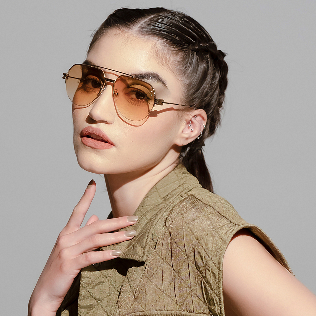 John Jacobs Gold Full Rim Aviator left side