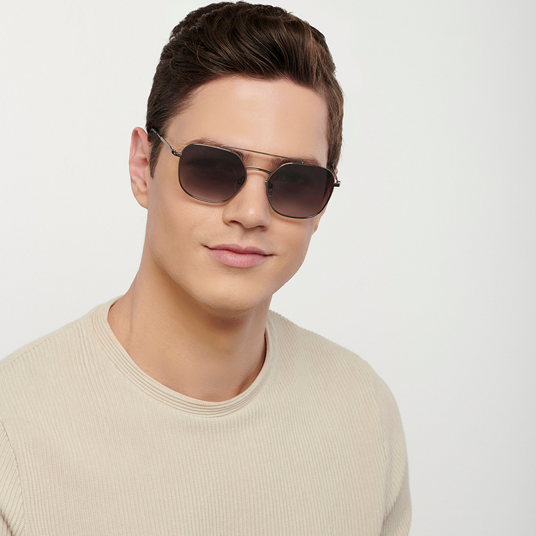 John Jacobs Online Gunmetal Full Rim Geometric left side