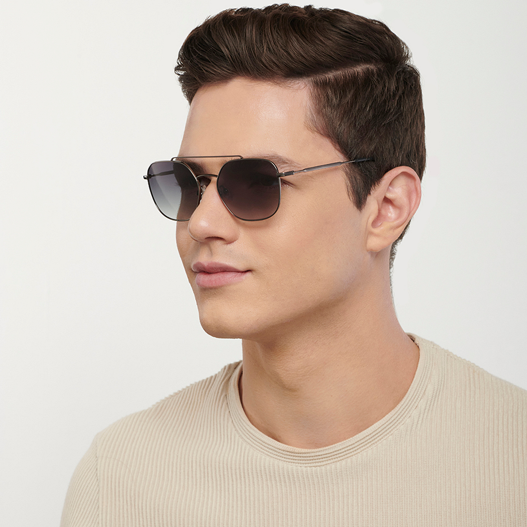 John Jacobs Online Gunmetal Full Rim Geometric right side