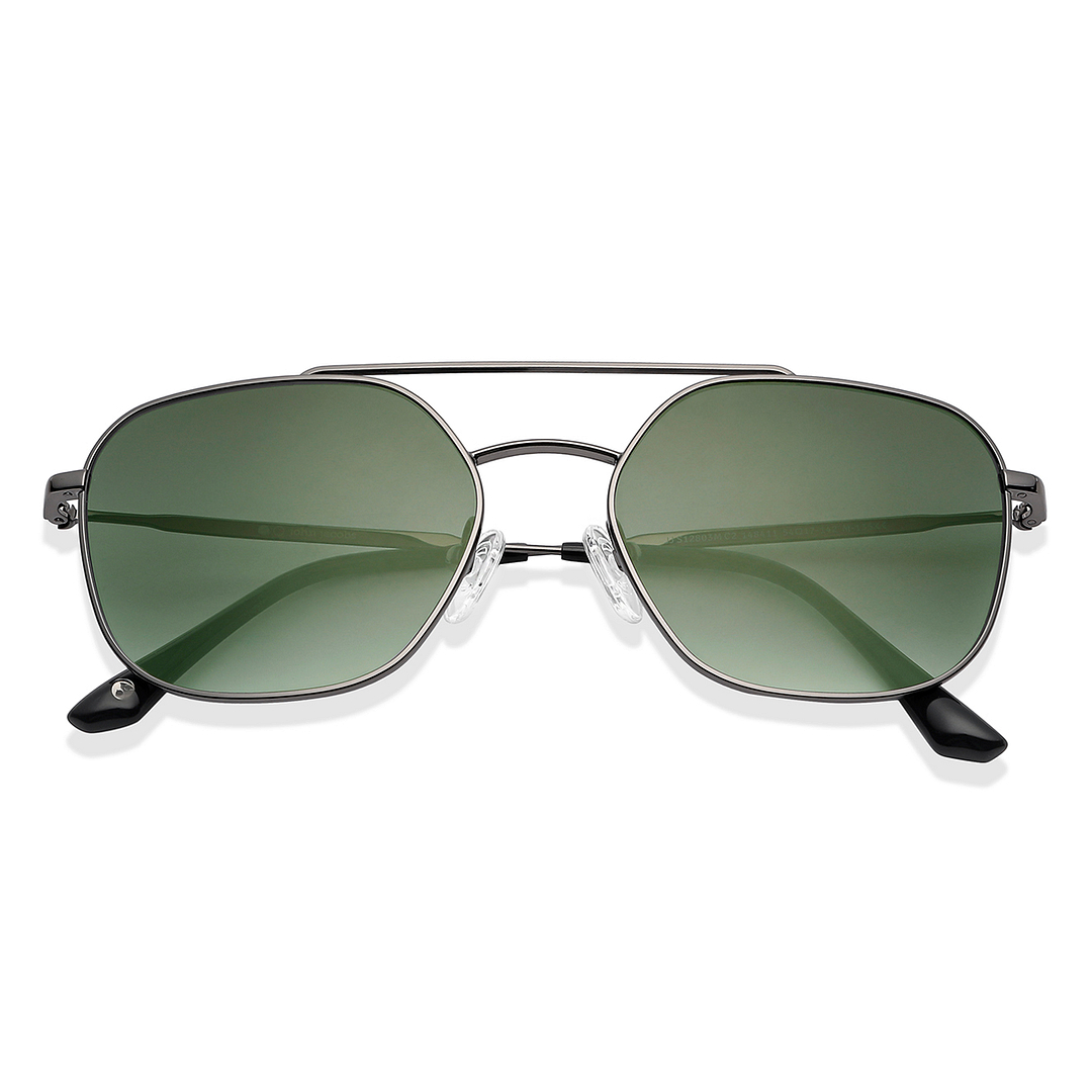 John Jacobs Online Gunmetal Full Rim Geometric left side