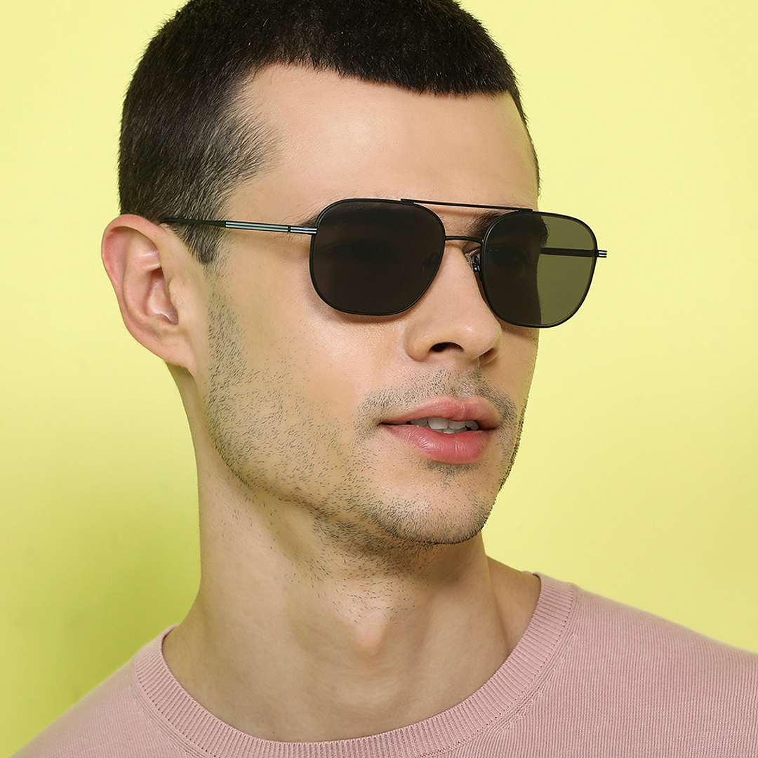 John Jacobs Black Full Rim Aviator left side