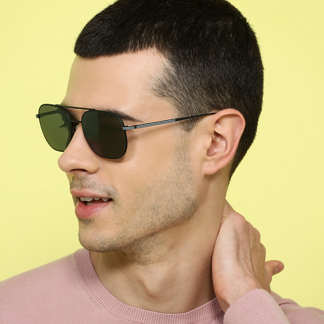 John Jacobs Black Full Rim Aviator left side