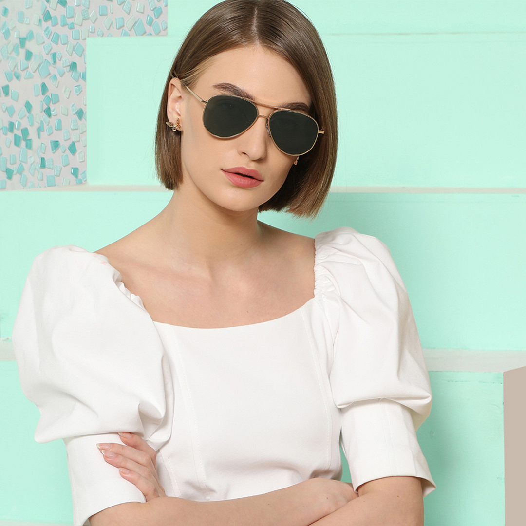 John Jacobs Online Gold Full Rim Aviator left side