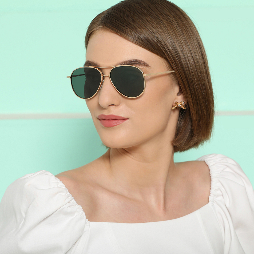 John Jacobs Online Gold Full Rim Aviator left side