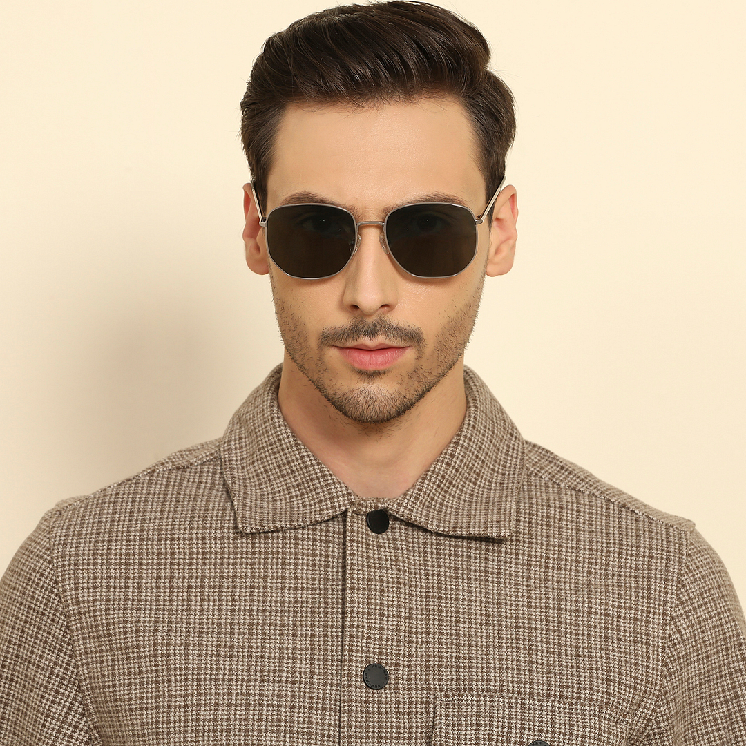 John Jacobs Online Grey Full Rim Hexagonal right side