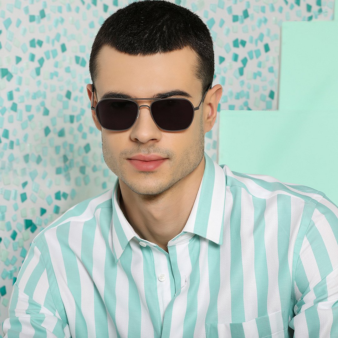 John Jacobs Online Mid Gunmetal Full Rim Aviator right side