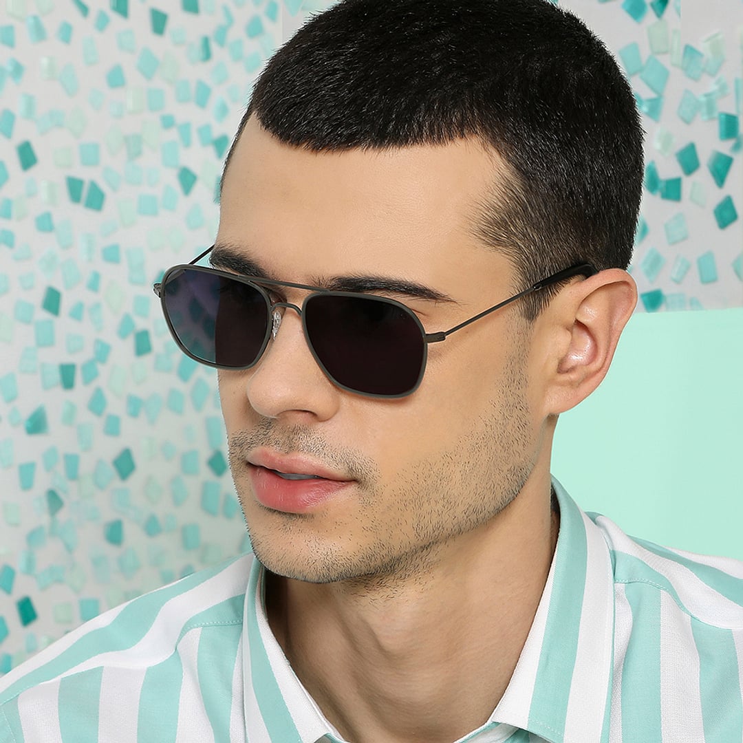 John Jacobs Online Mid Gunmetal Full Rim Aviator left side