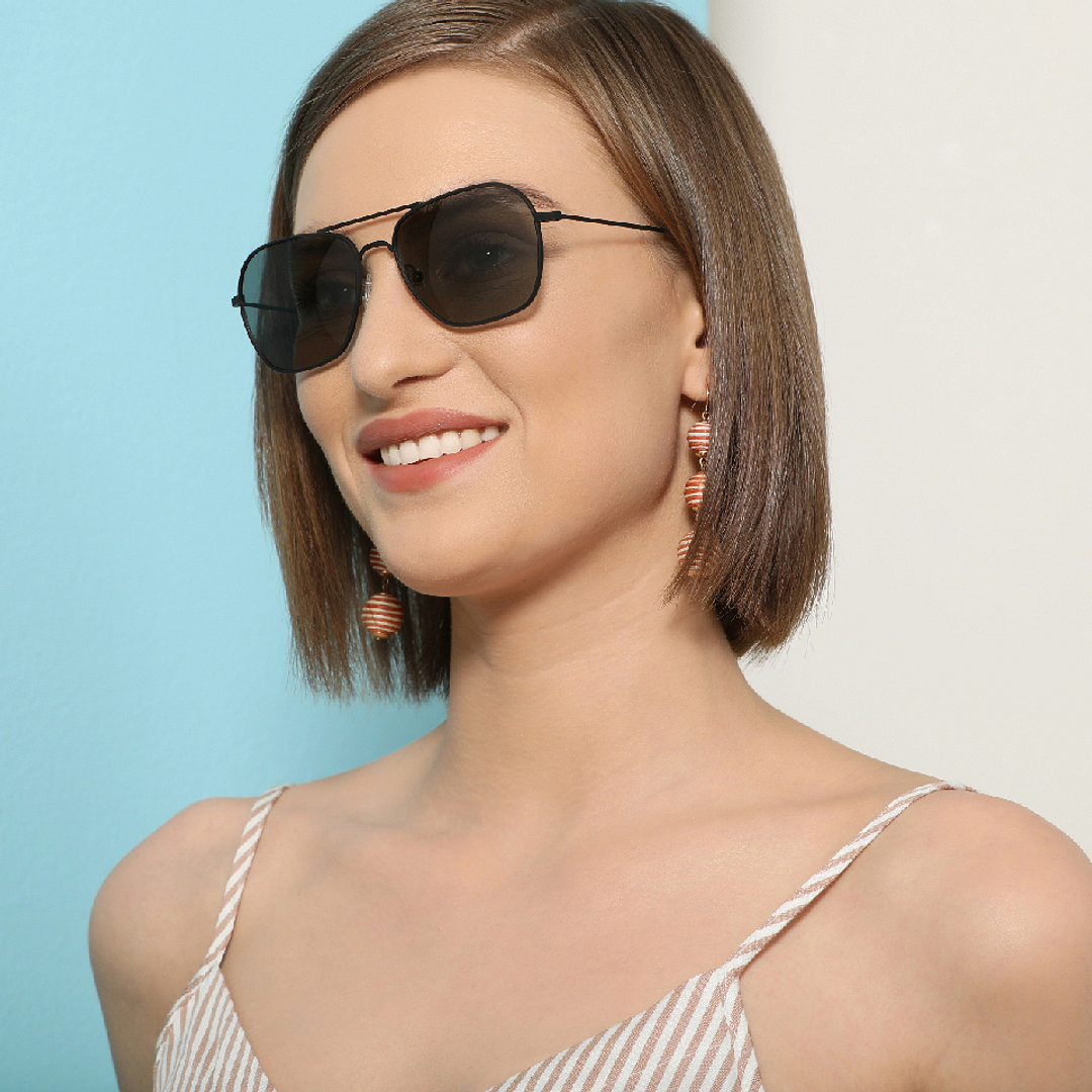 John Jacobs Black Full Rim Aviator right side