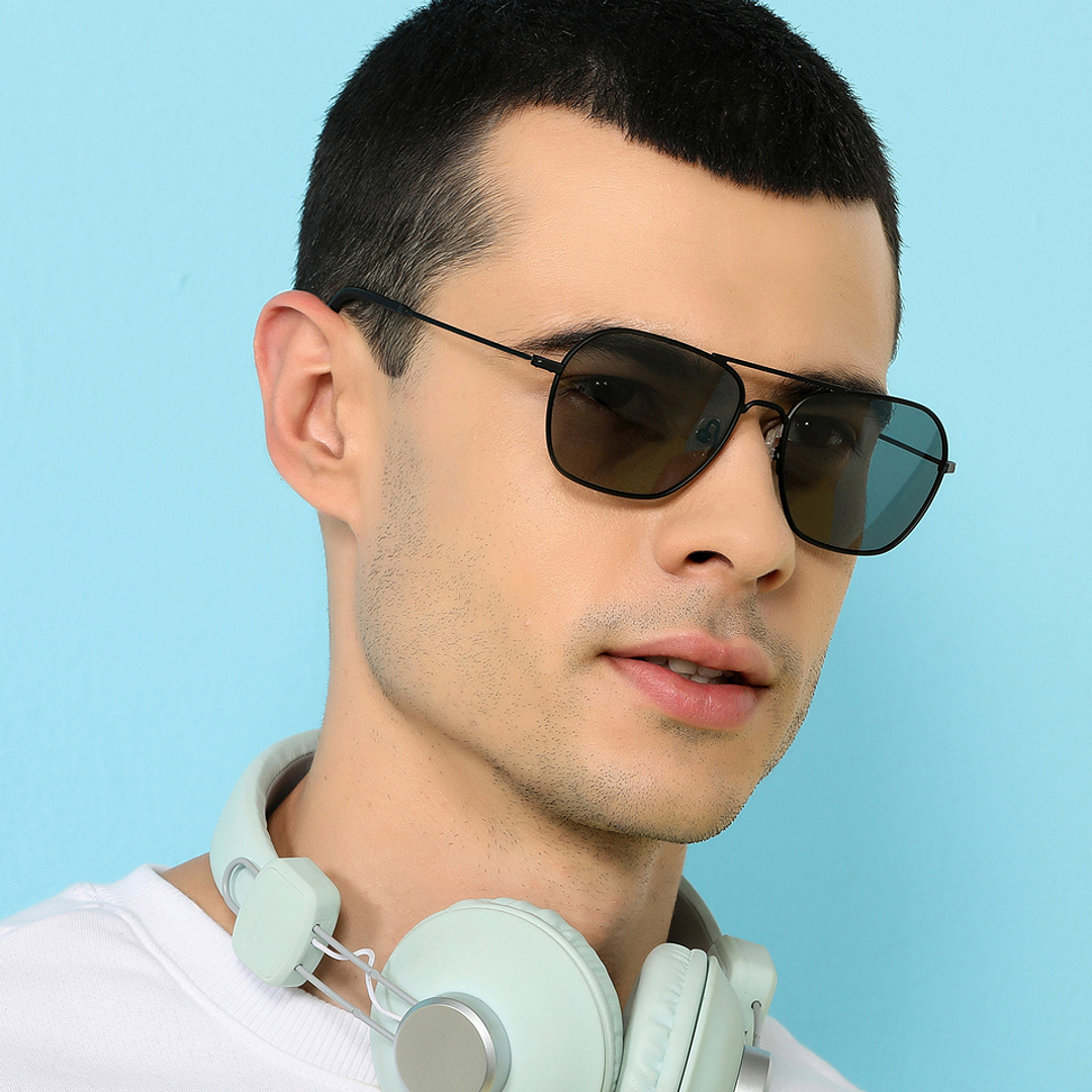 John Jacobs Black Full Rim Aviator left side