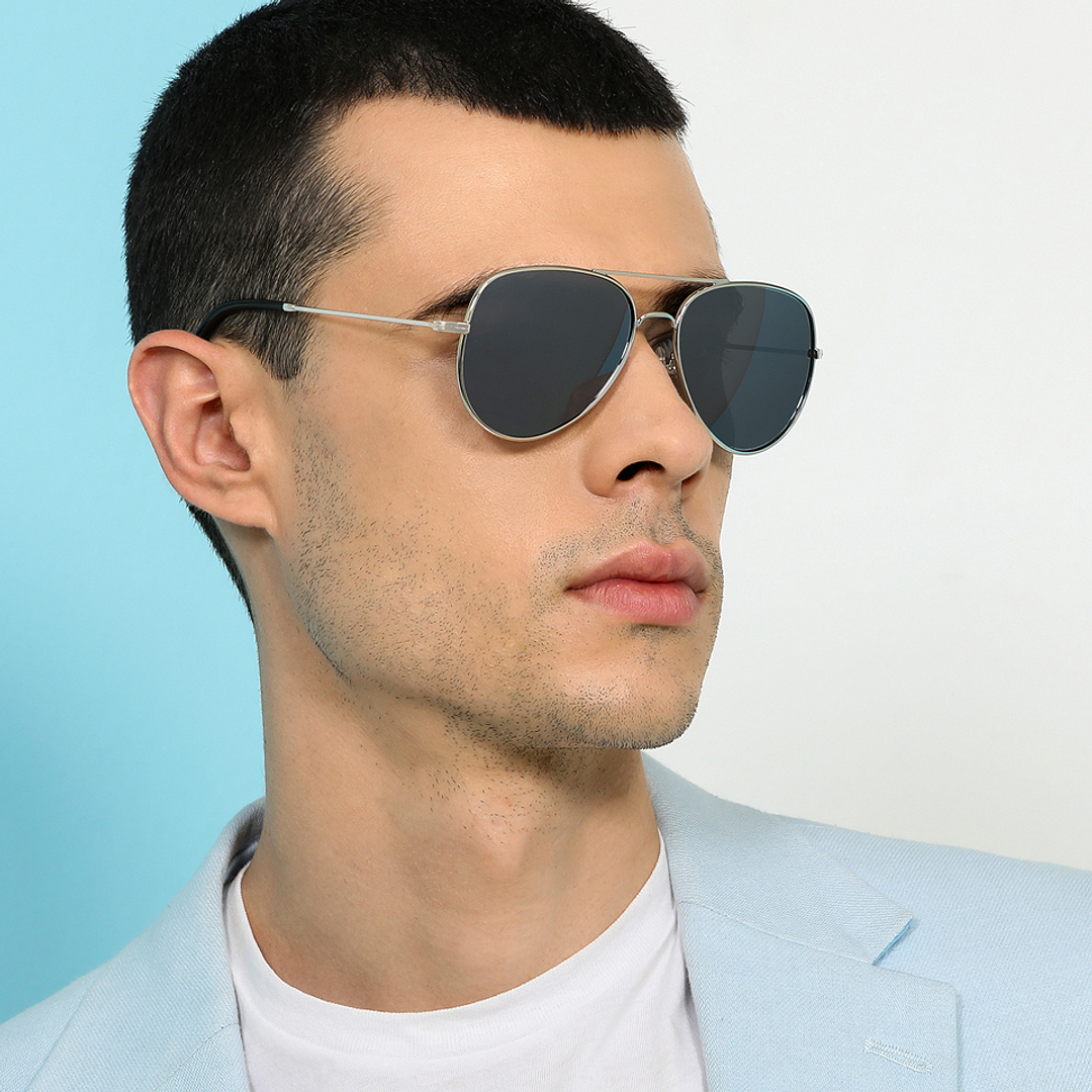 John Jacobs Silver Full Rim Aviator left side