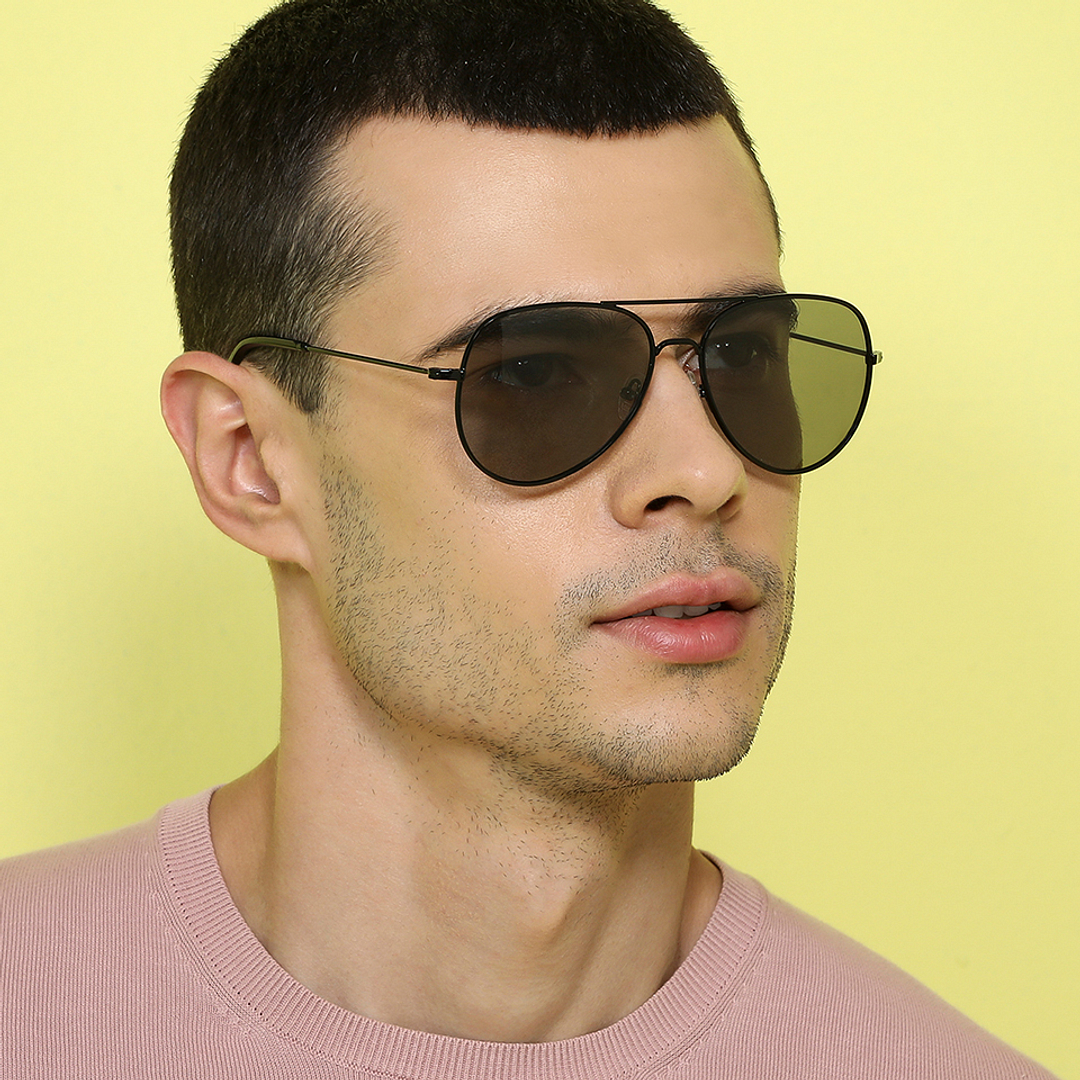 John Jacobs Black Full Rim Aviator left side