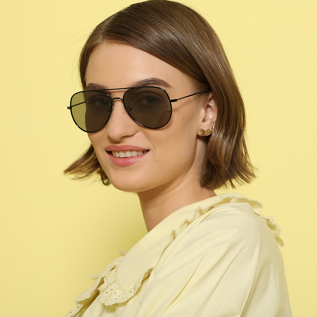 John Jacobs Black Full Rim Aviator left side