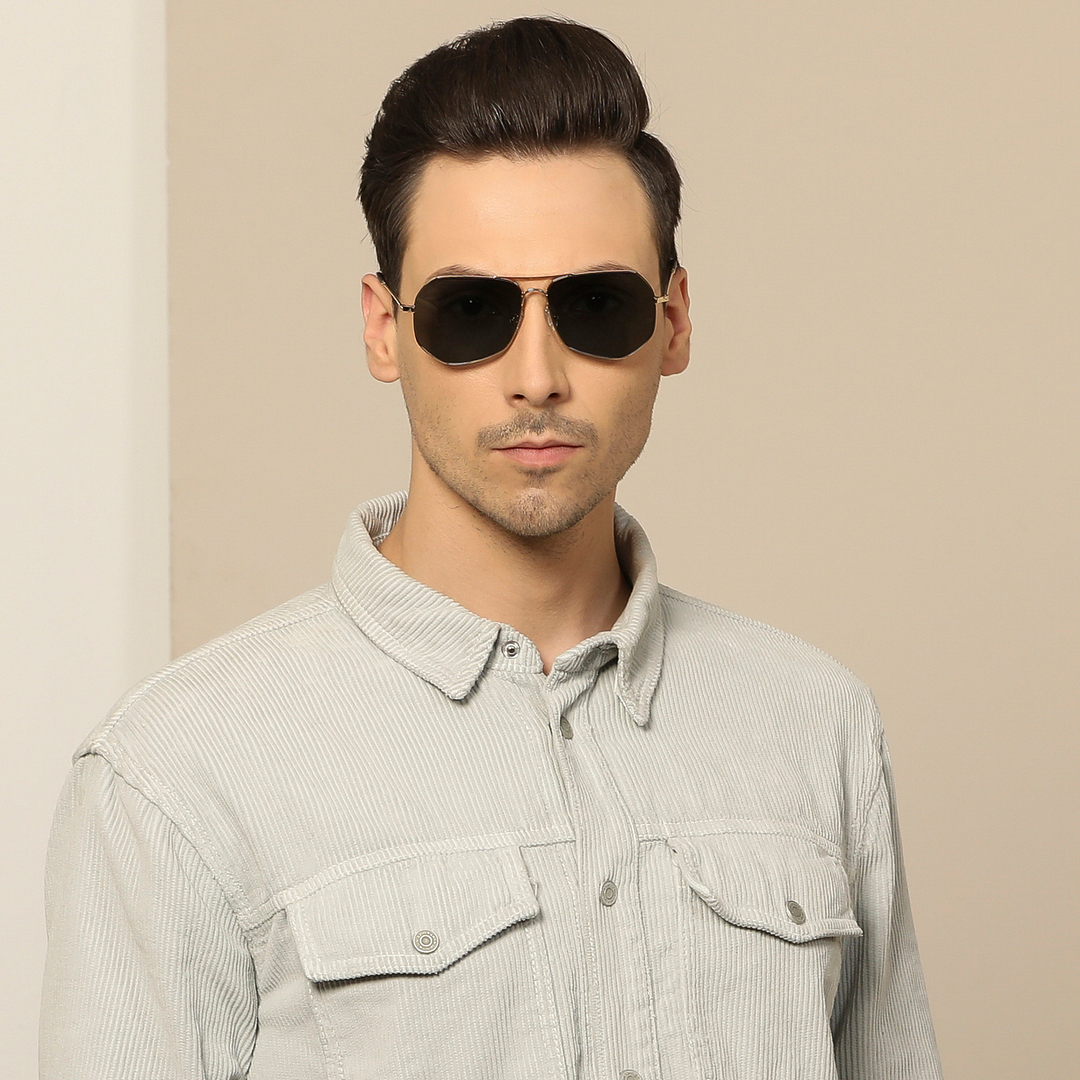 John Jacobs Gold Full Rim Aviator left side