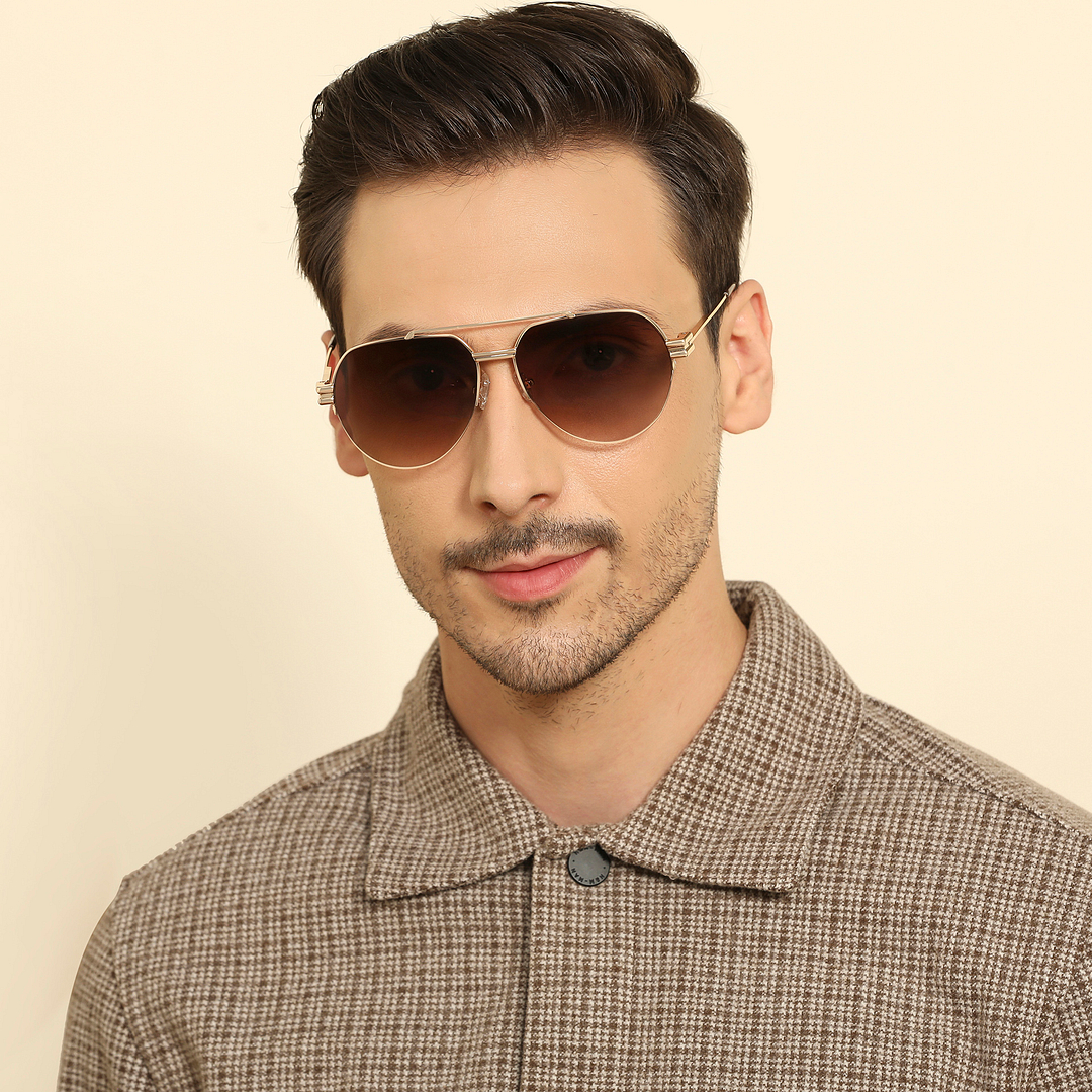 John Jacobs Online Gold Half Rim Aviator left side