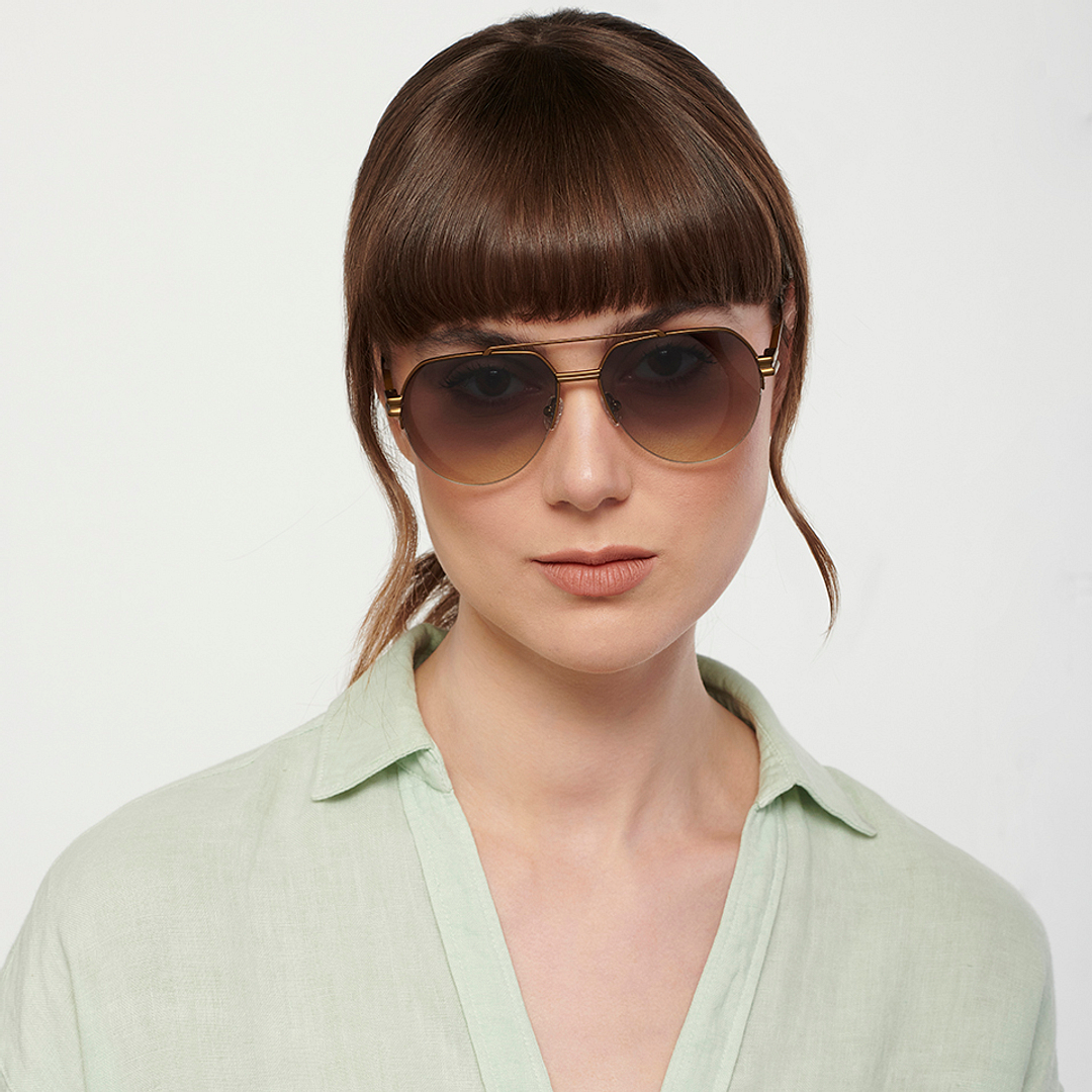 John Jacobs Online Gold Half Rim Aviator left side