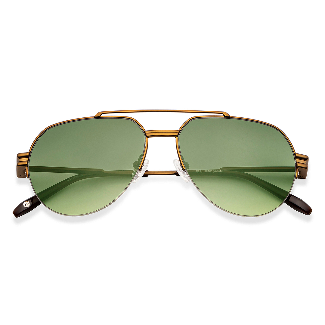 Buy Matte Gold Brown Green Gradient Half Rim Aviator John Jacobs