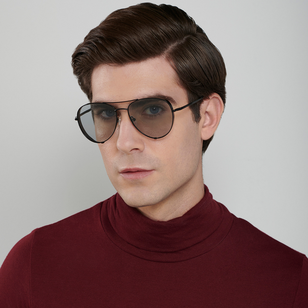 John Jacobs Black Full Rim Aviator left side