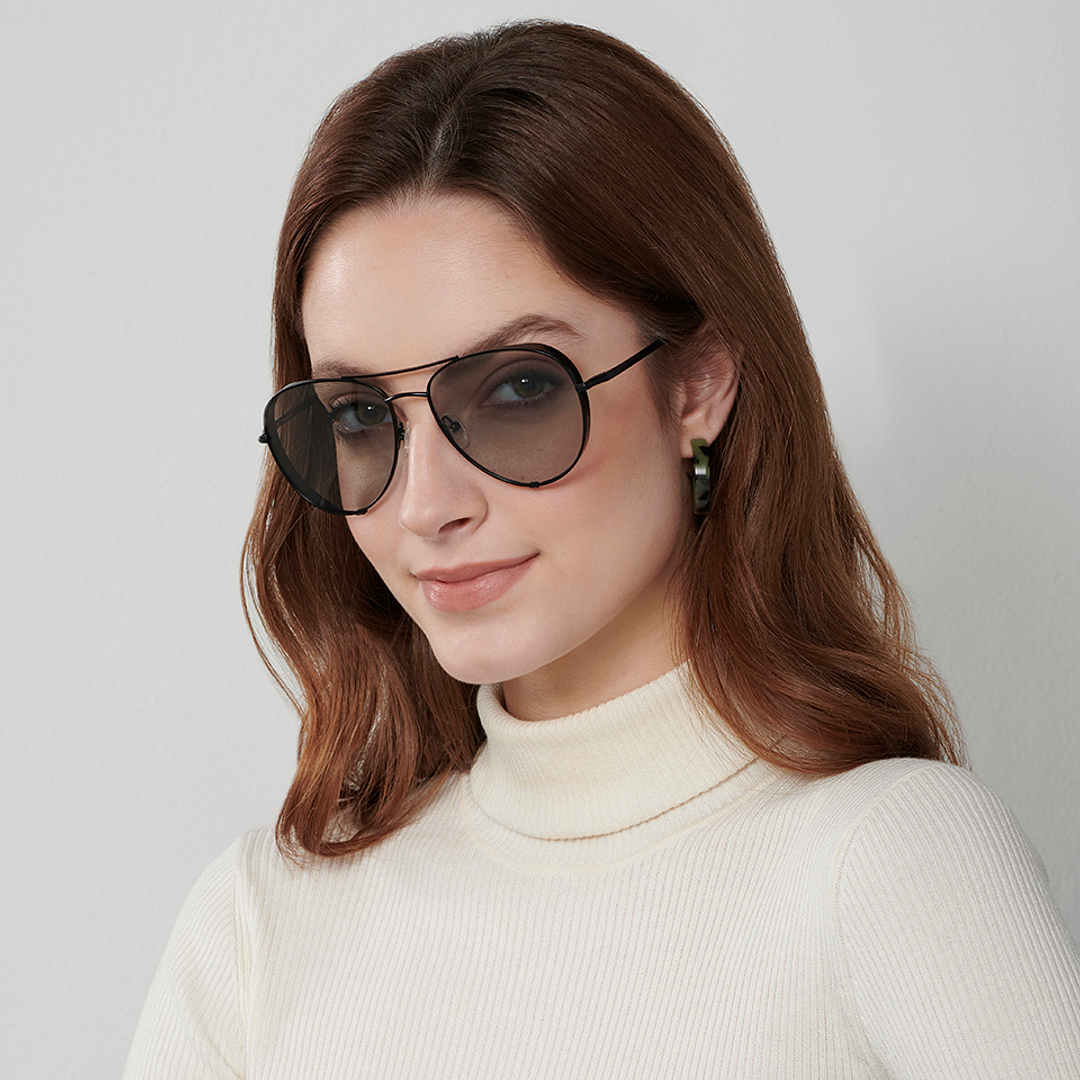 John Jacobs Black Full Rim Aviator left side