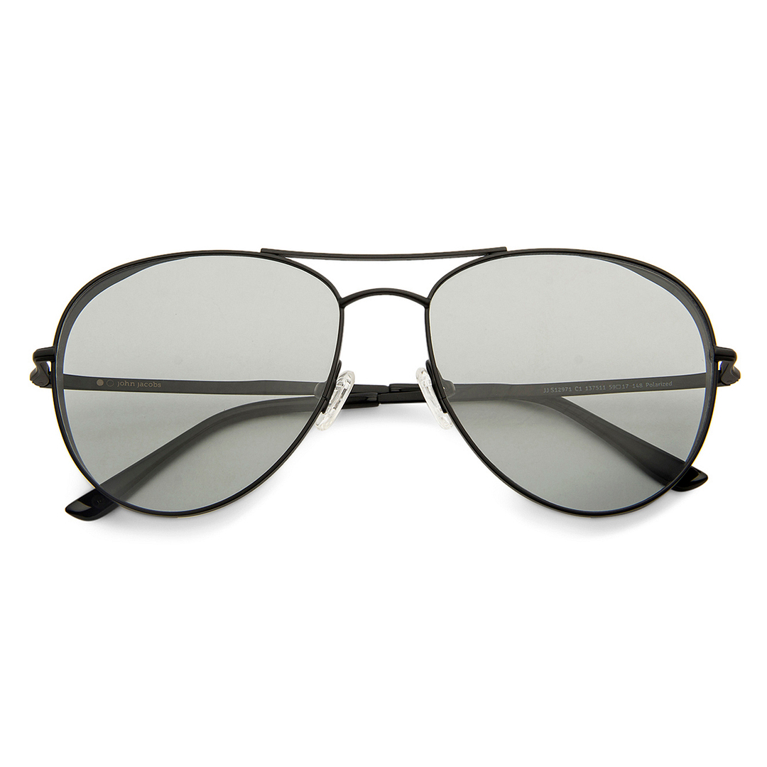 John Jacobs Black Full Rim Aviator left side