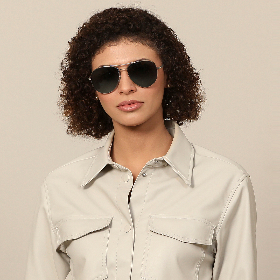 John Jacobs Silver Full Rim Aviator left side