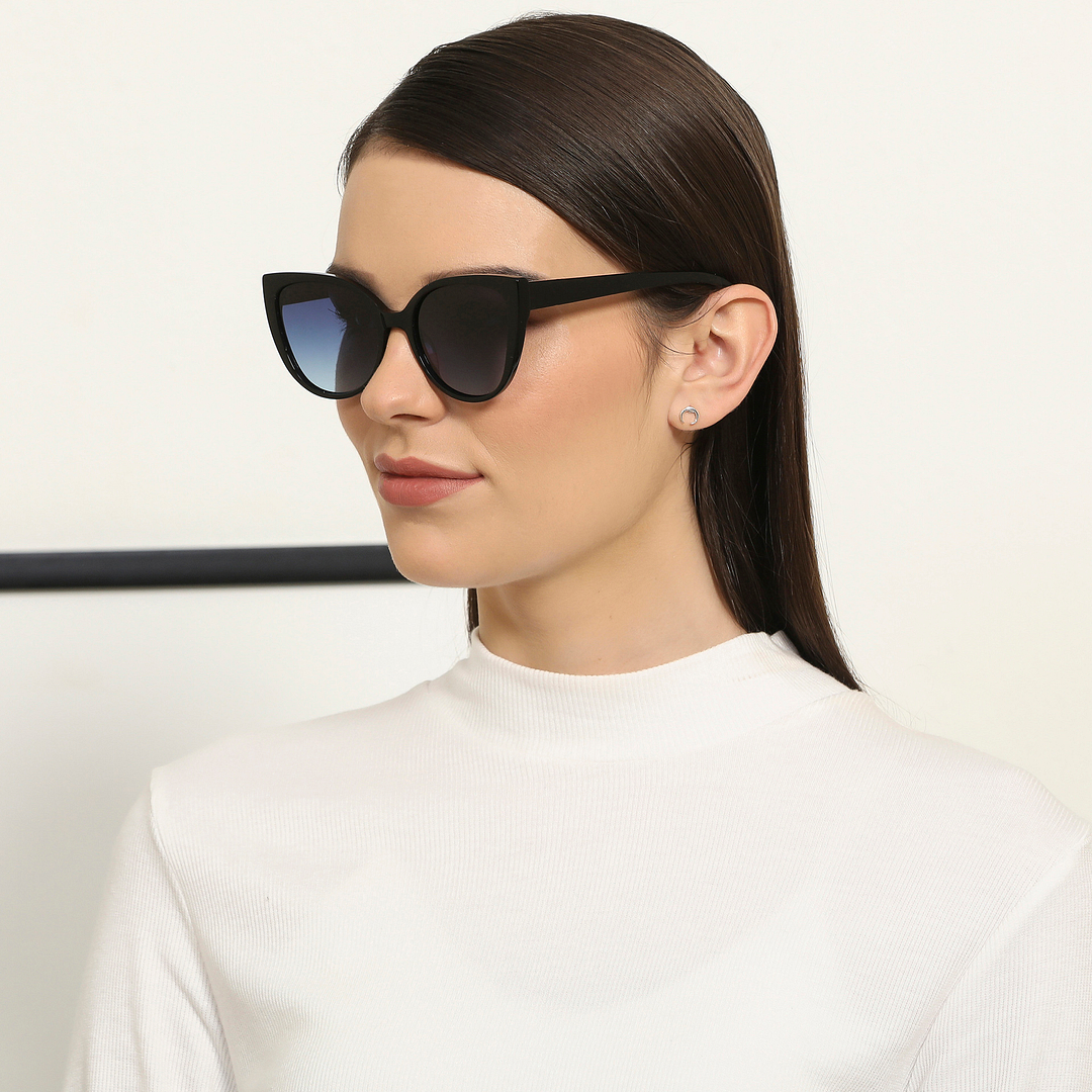 John Jacobs Black Full Rim Cat Eye left side