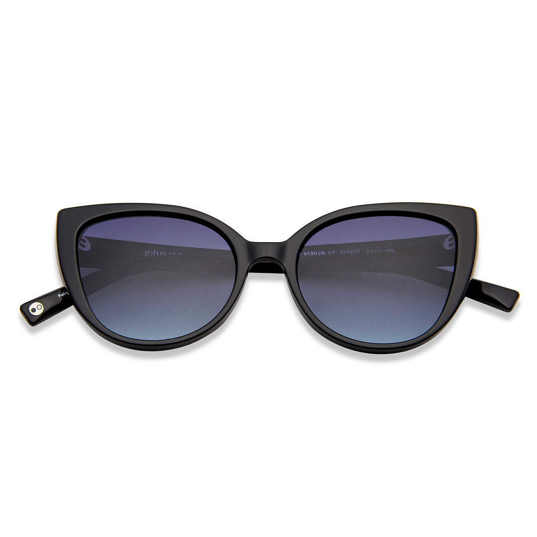 John Jacobs Black Full Rim Cat Eye left side