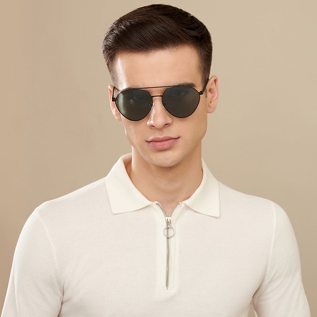 John Jacobs Black Full Rim Aviator left side