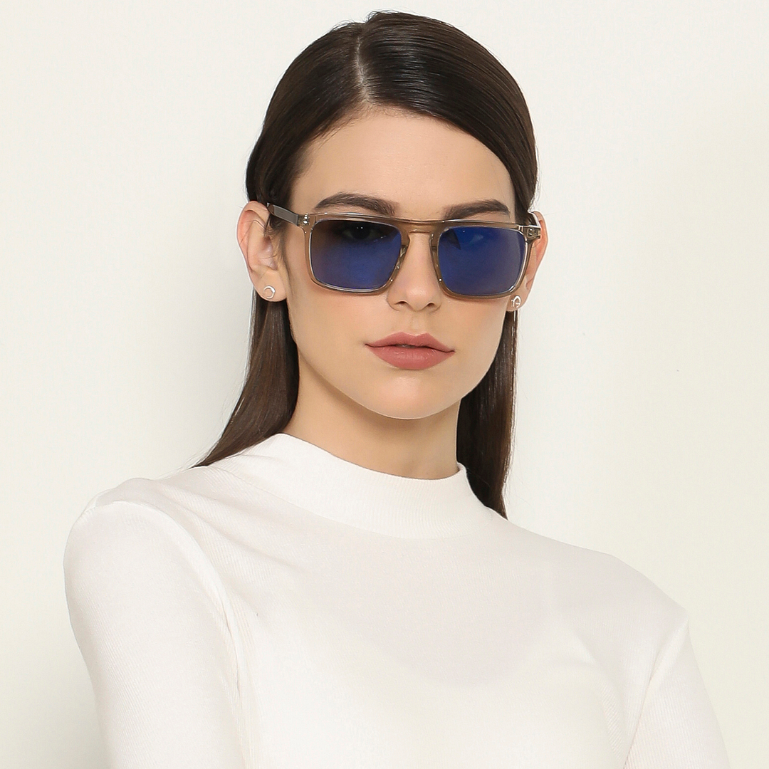 John Jacobs Grey Transparent Full Rim Rectangle left side