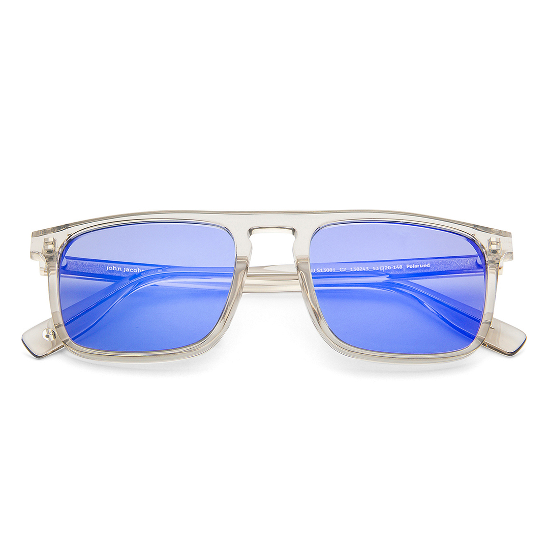 John Jacobs Grey Transparent Full Rim Rectangle left side