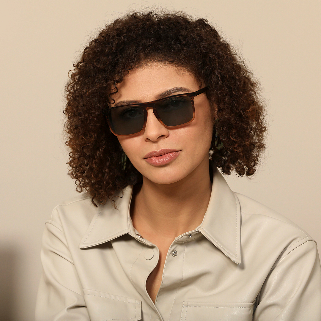 John Jacobs Light Brown Full Rim Rectangle left side