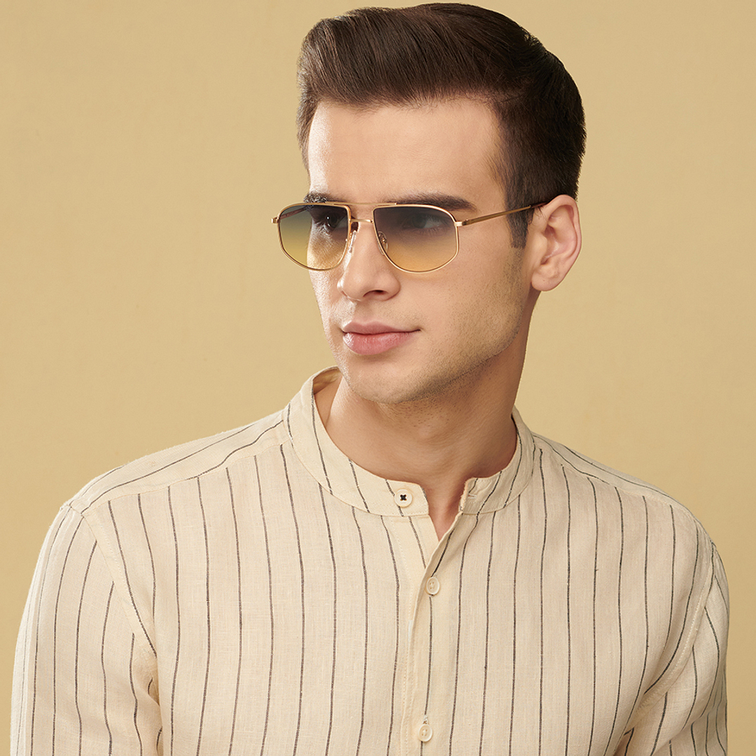 John Jacobs Gold Full Rim Aviator left side