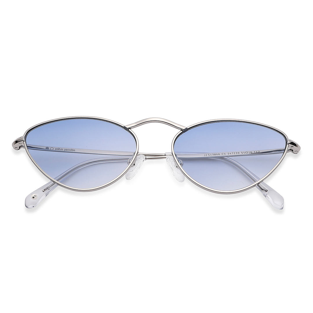 John Jacobs Silver Full Rim Cat Eye left side