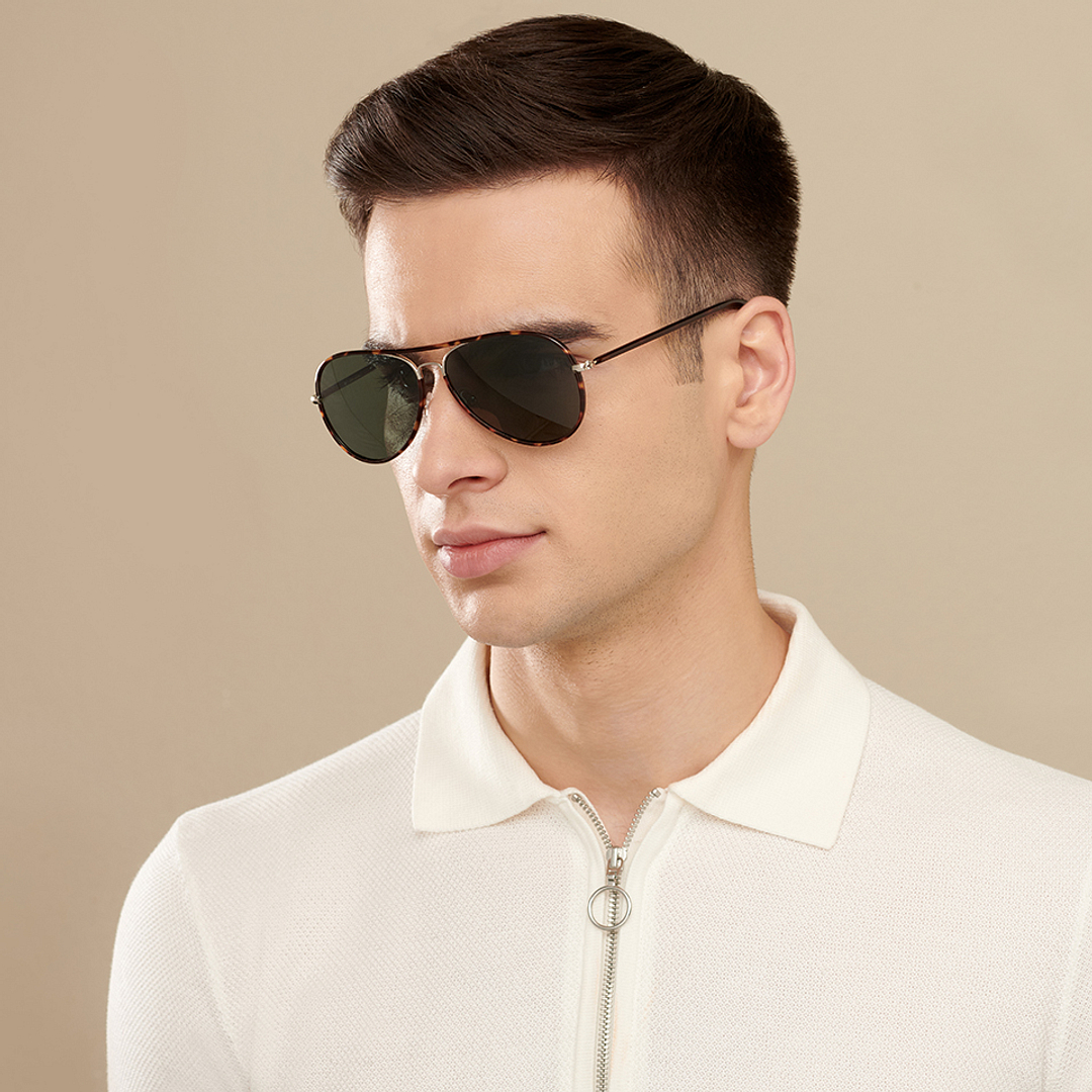 John Jacobs Brown Full Rim Aviator left side