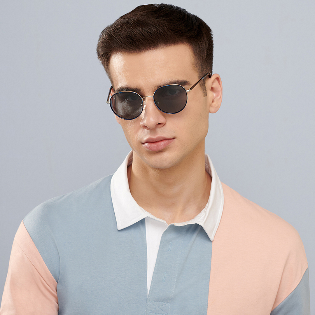 John Jacobs Computer Glasses Silver Full Rim Round left side