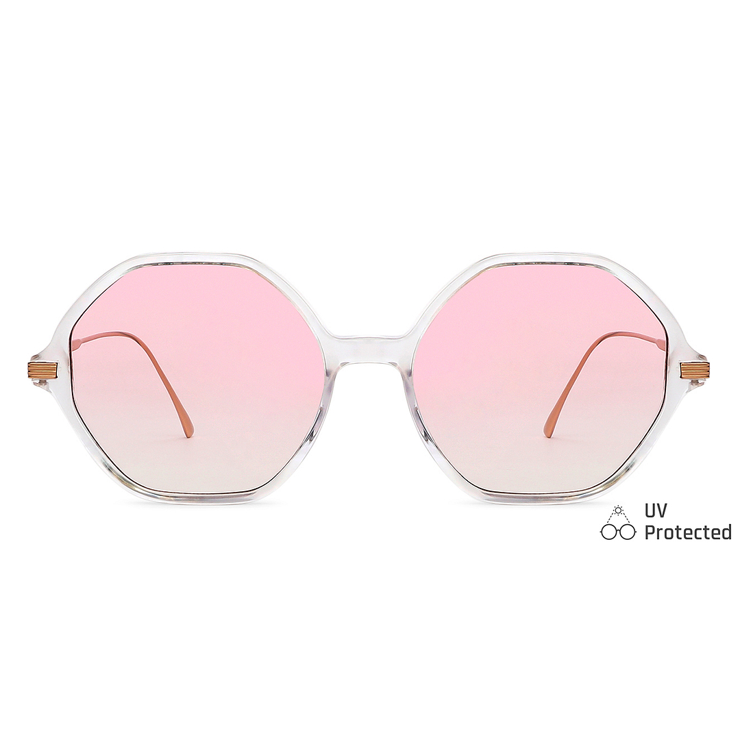 John Jacobs Online Crystal Transparent Full Rim Hexagonal left side