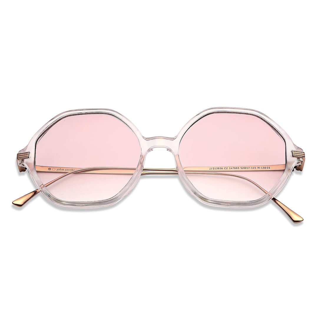 John Jacobs Online Crystal Transparent Full Rim Hexagonal left side