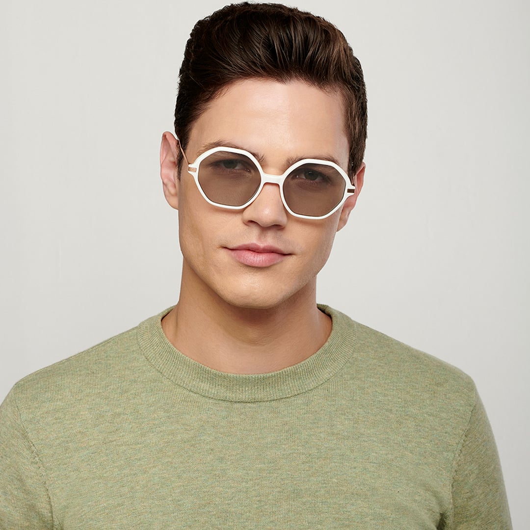 John Jacobs Online White Full Rim Geometric left side