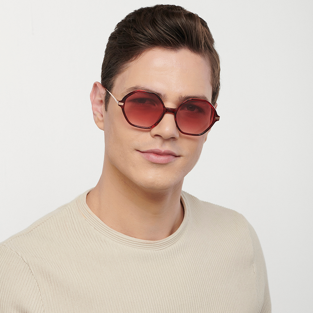 John Jacobs Online Red Full Rim Geometric left side