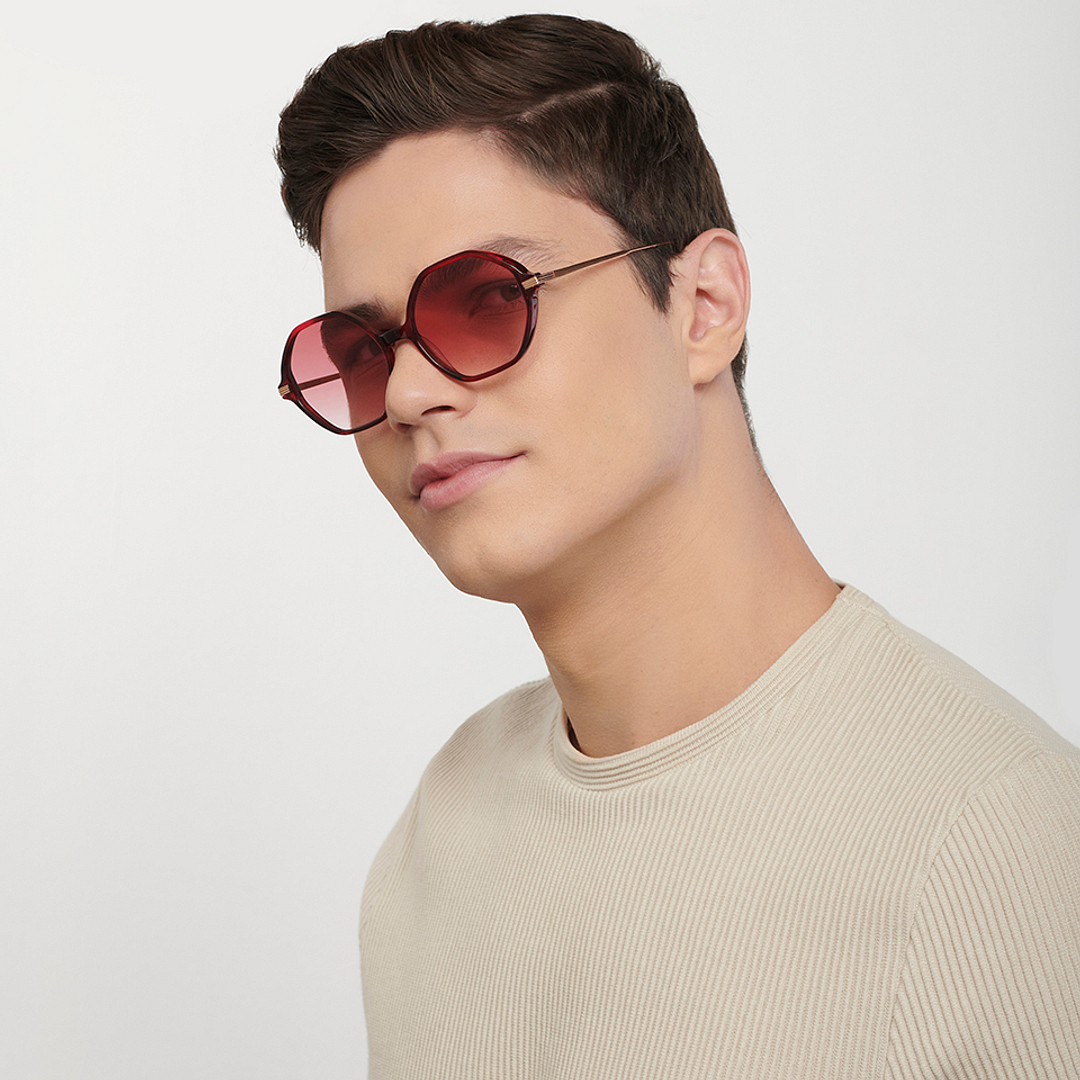 John Jacobs Online Red Full Rim Geometric right side