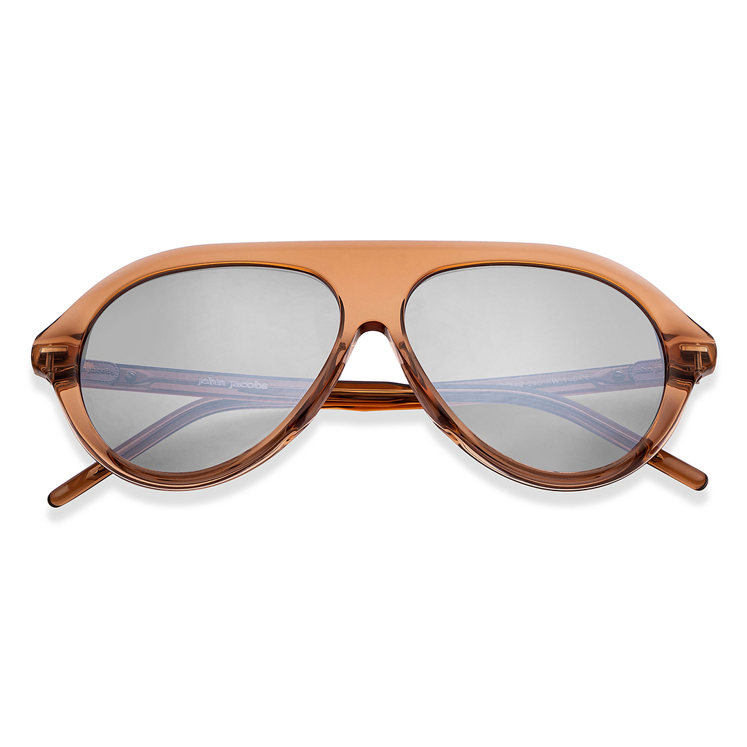 John Jacobs Online Light Brown Full Rim Aviator left side