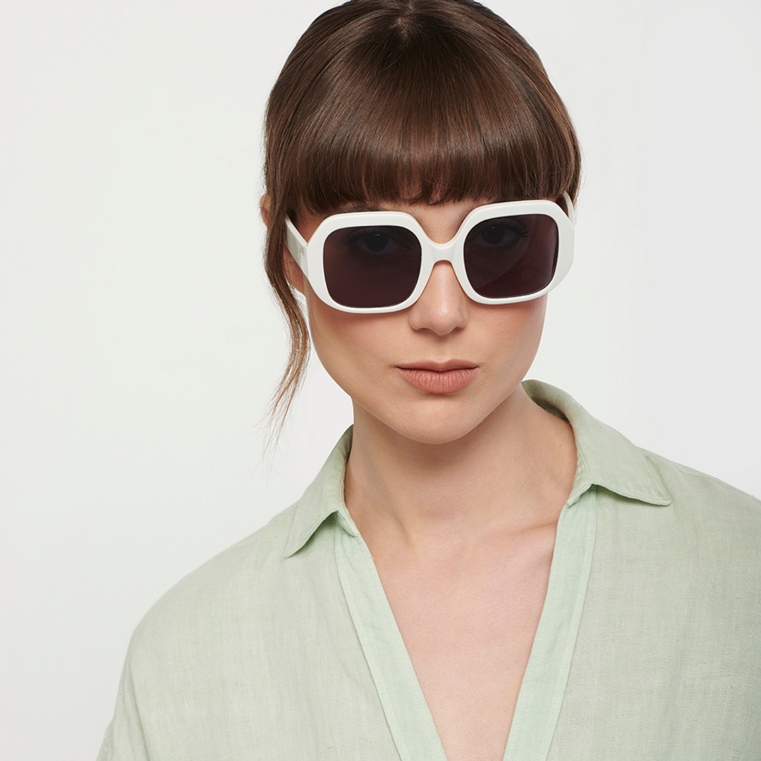 John Jacobs White Full Rim Square left side