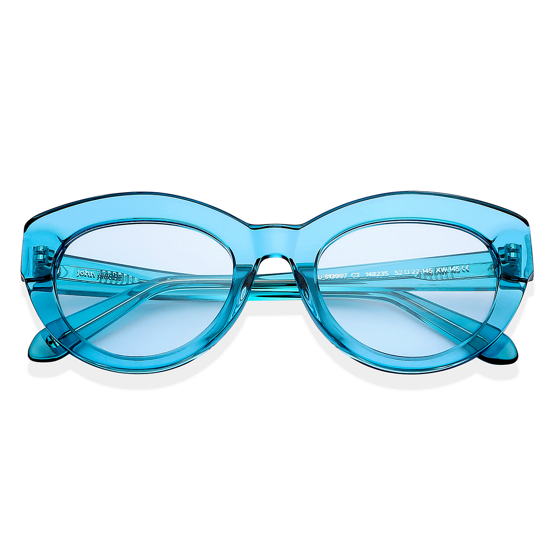 John Jacobs Online Sky Blue Full Rim Cat Eye left side