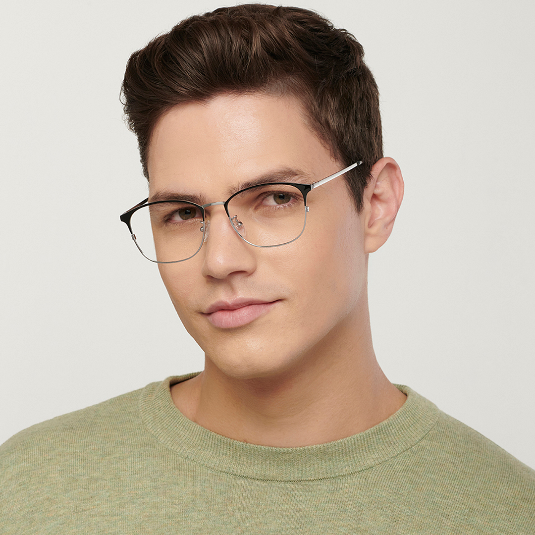 John Jacobs Silver Full Rim Square left side