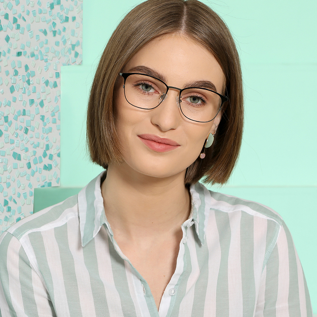 John Jacobs Dark Gunmetal Full Rim Square left side