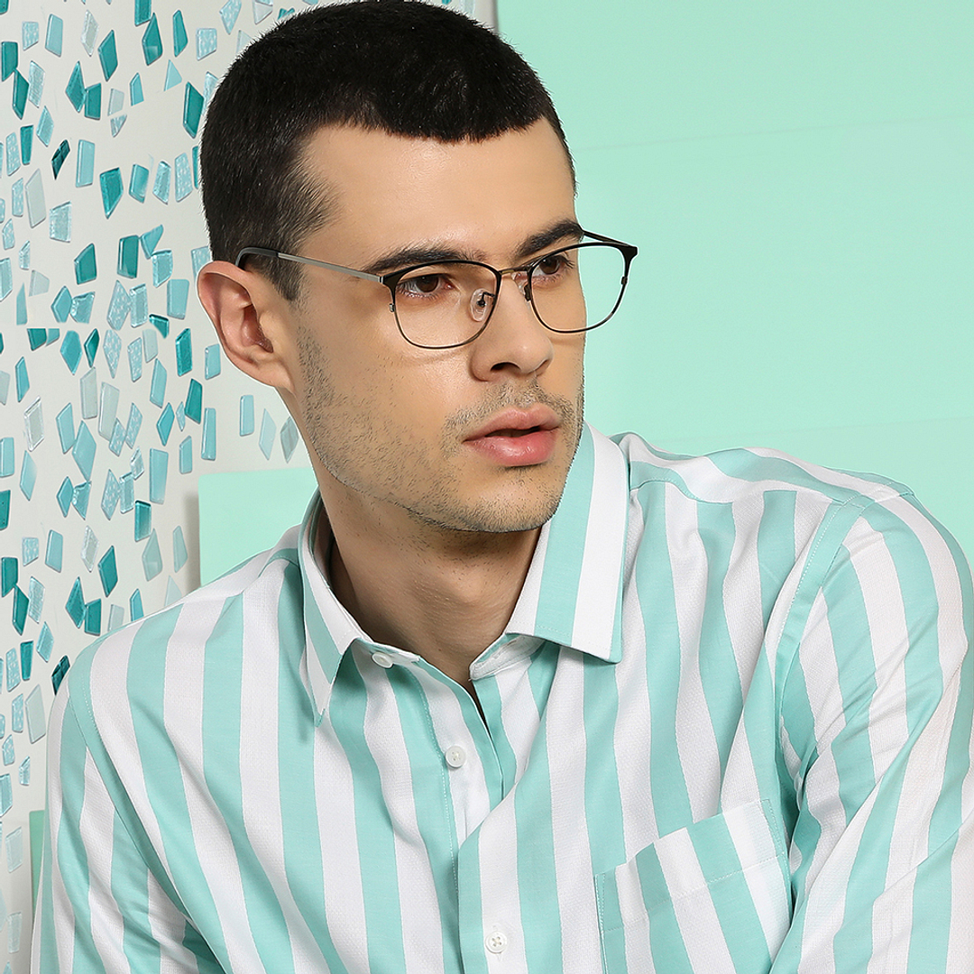 John Jacobs Dark Gunmetal Full Rim Square left side