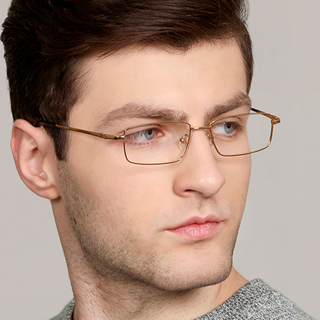 John Jacobs Gold Full Rim Rectangle left side