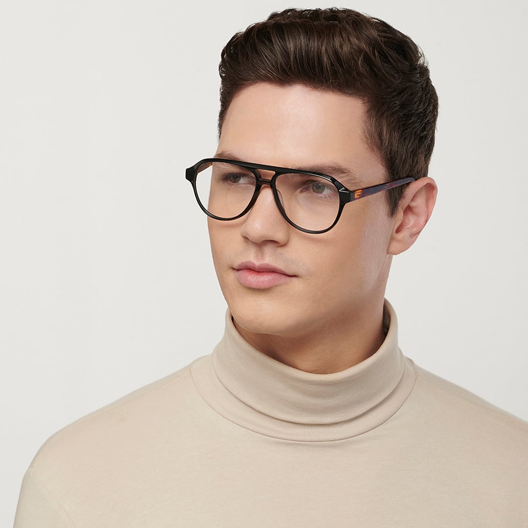 John Jacobs Black Full Rim Aviator left side