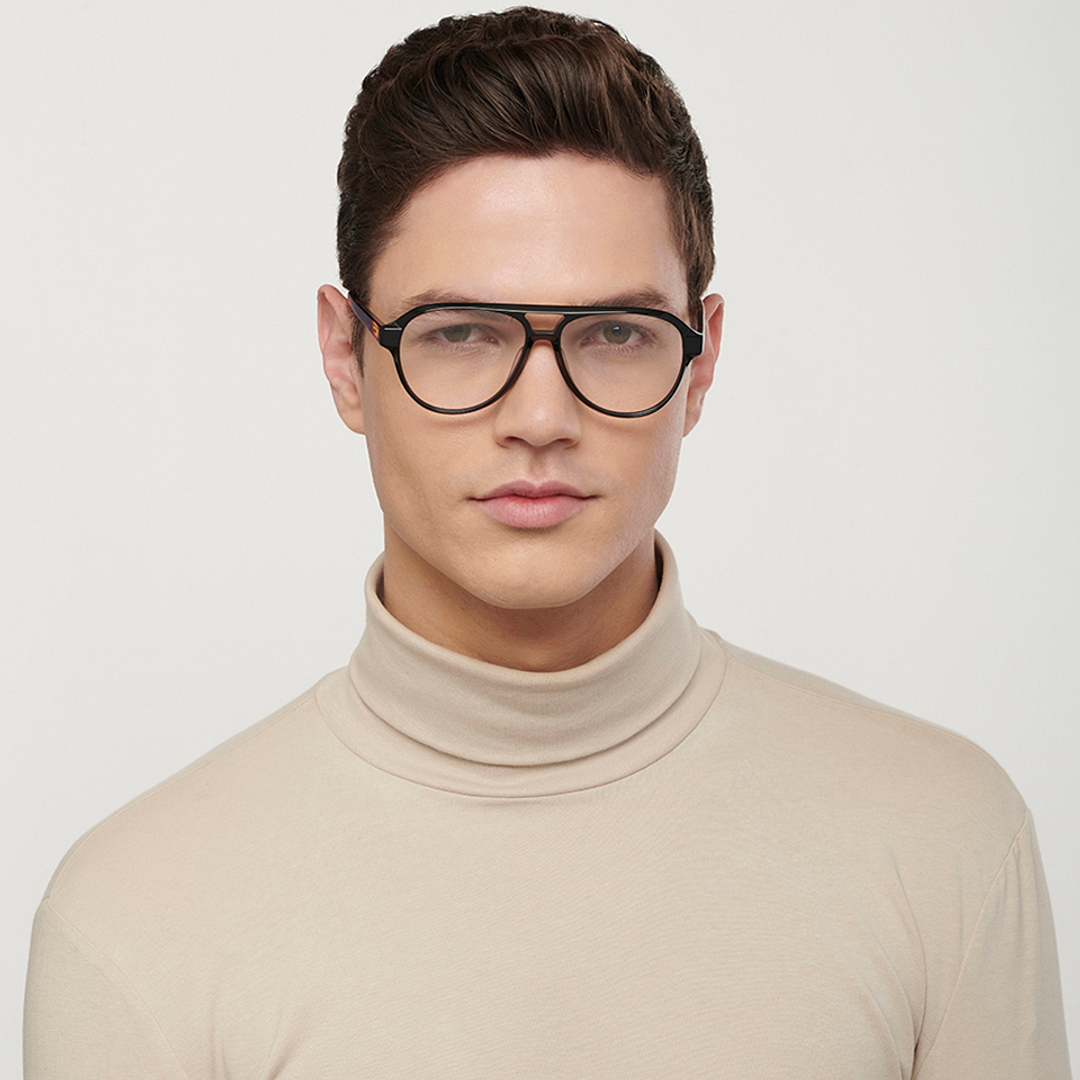 John Jacobs Black Full Rim Aviator right side