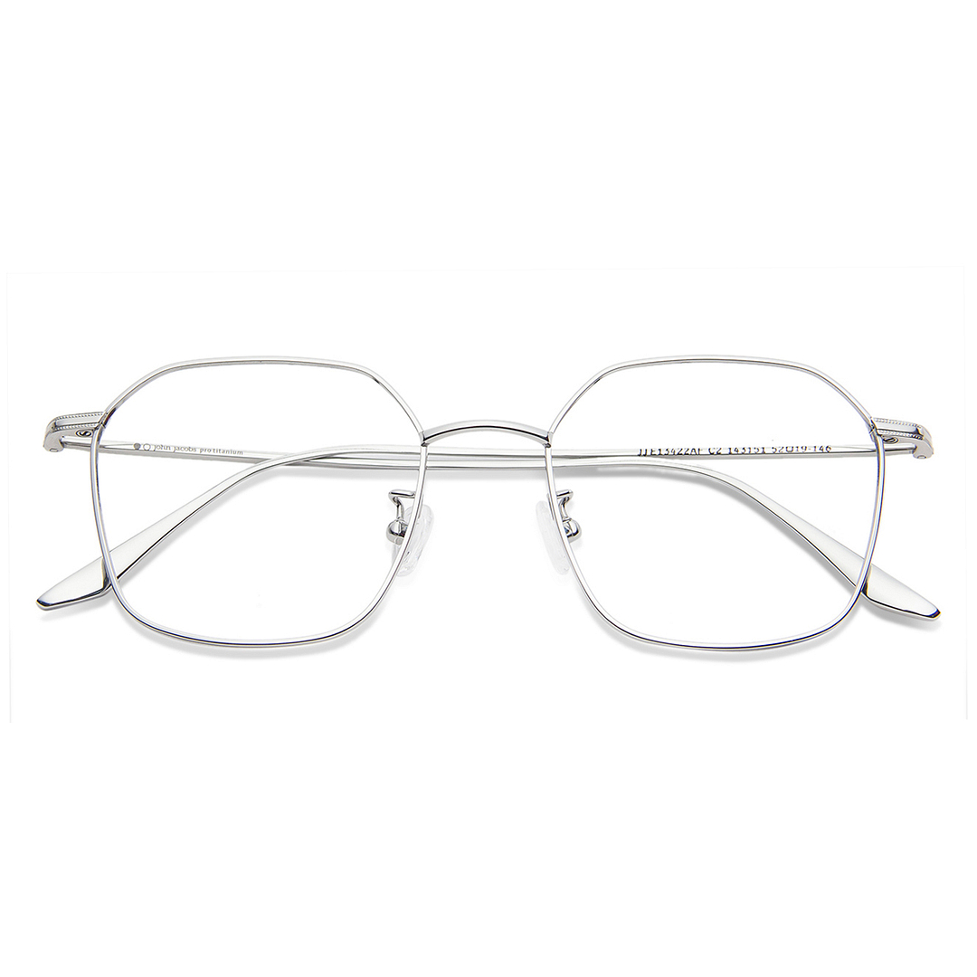 John Jacobs Silver Full Rim Geometric left side